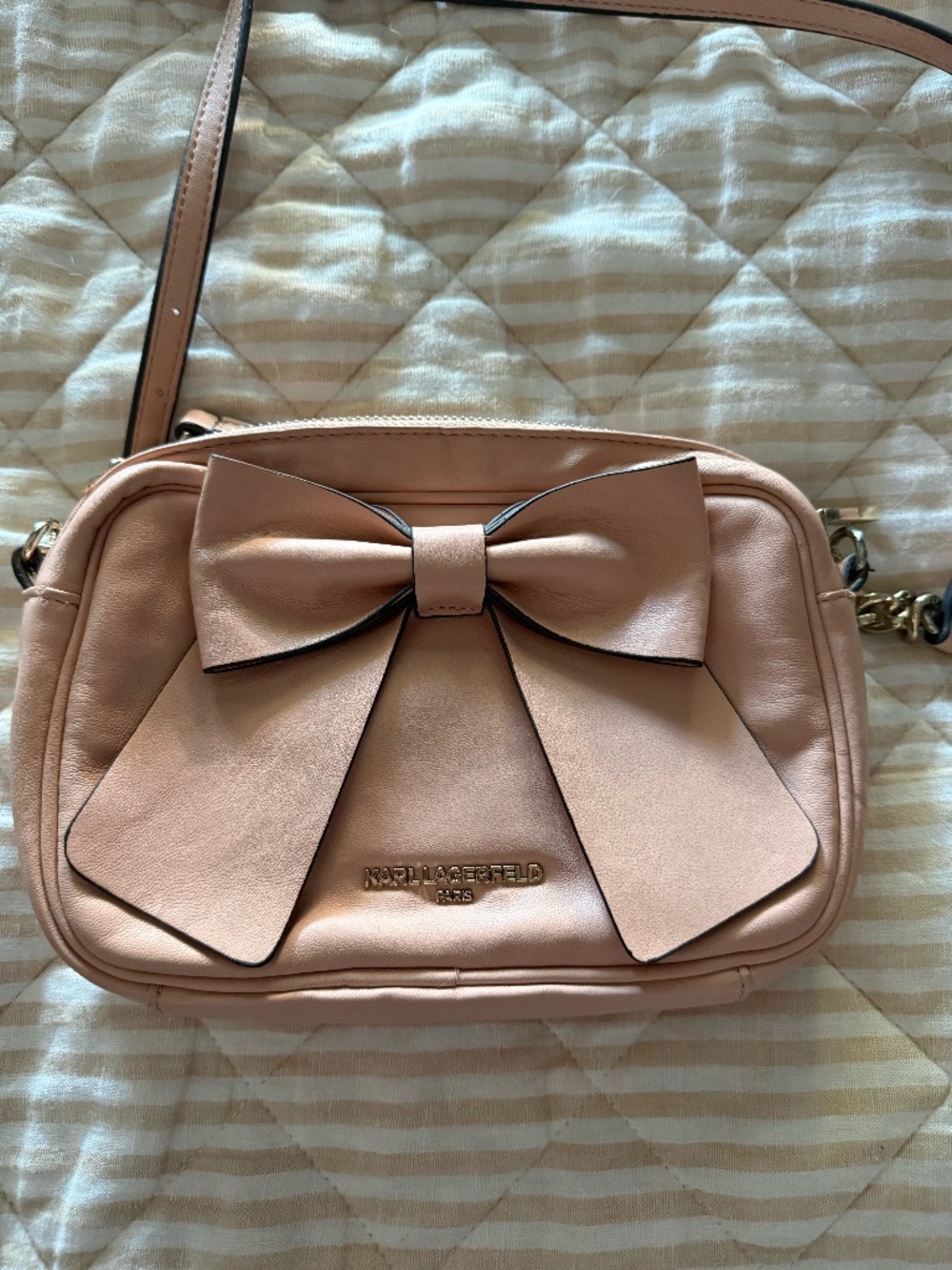 Karl Lagerfeld Paris Kris Peony Pink Bow Crossbody Bag